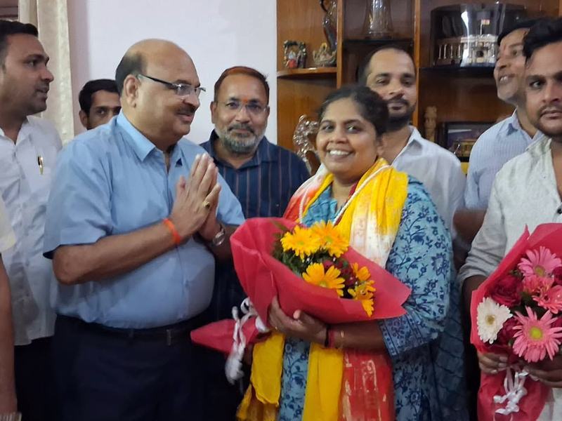 Well-wishers congratulate her on the Rajya Sabha candidature